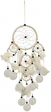 Dream Catcher Nylon with Capis-Discs, dreamcatcher in, real feathers (White)