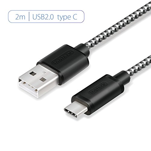 Inateck 2 m USB C Kabel, Datenkabel mit USB 2.0 (Typ-A) auf USB Typ-C für USB Typ-C Geräte inklusive Nexus 6P, Nexus 5x, LG G5, OnePlus 2 und neuem MacBook, schwarz-grau Nylon umflochten,