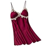 Dorical Dessous Damen Dessous Spitze Babydoll Nachtwäsche Spitze Spleißen Chemises Damen sexy Babydoll Cosplay Uniform Dienstmädchen Nachtwäsche Reizwäsche Kostüm Negligee Dessous(Large,Wein)