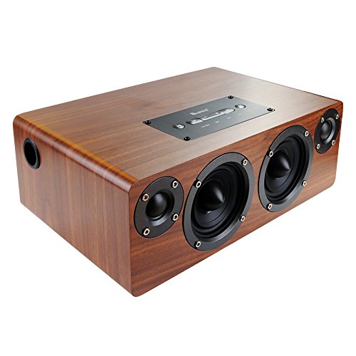 KTLEU Wireless HiFi Lautsprecher Bluetooth V4.1 Portable Wooden Lautsprecher mit TF Slot HD Sound und Bass (Braun)