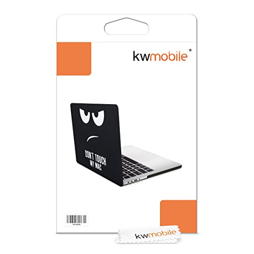 kwmobile Hardcase Laptop Hülle für Apple MacBook Pro Retina 15″ (ab Anfang 2013) – Don’t touch my Mac Design Weiß Schwarz dünne gummierte Schutzhülle Cover Case Tasche - 7