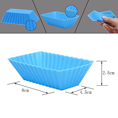 Goodlucky365 24 Stück Silikon Muffinform Backform Cupcake Muffinförmchen Silikon Muffin Form(8 Stück Rund, 8 Stück Herz, Stück Rechteck) Hitzebeständig 480°F Backenform - 4