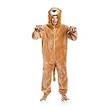 Kostümplanet® Löwen-Kostüm Deluxe Herren mit Tatzen Overall Löwe Größe 52/54