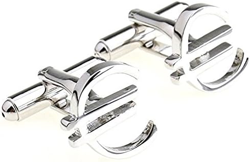 Covink® Euro Money Symbol Unique Cuff Buttons Sleeves Cufflinks for Men's Wedding Party Silver Color