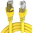 TECH-X Cat6A Ethernet Cable,Shielded Foiled Twisted 4 Pair (SFTP SSTP) High Speed Gigabit Computer Network Internet RJ45 Lan Wire Patch Cord Faster Than Cat6/Cat5e/Cat5 Cable-Yellow (4 Meter)