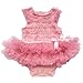 2pcs Infant Baby Girl Kids Headband+Romper Bodysuit Flower Tutu Clothes Set Pink 9-12 Months