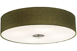 Qazqa - Klasyczny plafon zielony 50cm - Drum Jute - E27 | 4 światło - Tkanina - Odpowiednie dla Oświetlenie wewnętrzne,Jadalnia,Przedpokój/Antresola,Kuchnia,Sypialnia,Salon