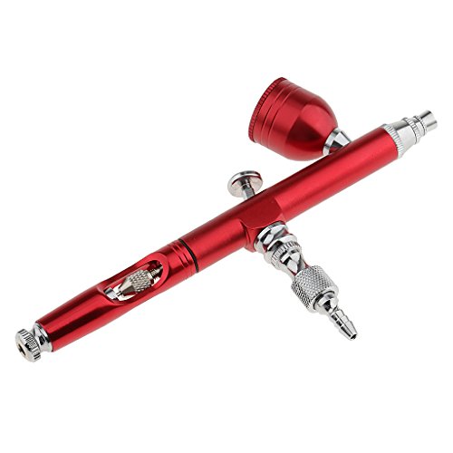 MagiDeal Spritzpistole - Airbrushpistole Dual Action Gravity Feed Spray Gun Tattoo Nail Art Paint Kit - Rot