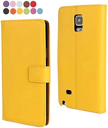 CATOE Luxury Genuine Leather Wallet Folio Stand Flip Case with Card Slot for Samsung GALAXY Note4 High Quality Sport Gym Yellow