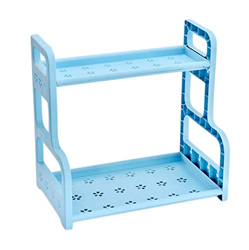 Preisvergleich Produktbild Abnehmbare doppelte Küchenregale Gewürz liefert Lagerregal Kunststoff mehrschichtige Boden Geschirrablage Gewürzregal,Blue