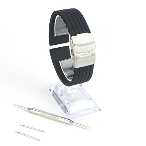 Forepin Silikon Uhrenarmband 24mm Schwarz Silikonkautschuk Watch Strap Wasserdicht Uhrband Faltschliee mit Frei Werkzeug Forepin Silikon Uhrenarmband 24mm Schwarz Silikonkautschuk Watch Strap Wasserdicht Uhrband Faltschliee mit Frei Werkzeug