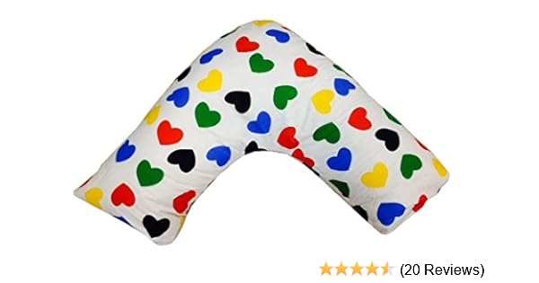 Rayyan Linen S Rainbow Hearts White Pink Blue V Shape Pillowcase