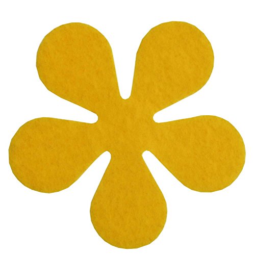 6er Set Glas-Untersetzer von MACOSA HOME Waschbare Filzuntersetzer mit Anti-Rutsch Rückseite in Blüten-Form. Hochwertige Getränkeuntersetzer in fröhlichen Farben. (Gelb) - 2