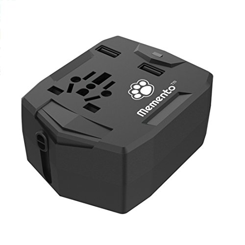 Memento Multifunktionaler Weltraumadapter | ULTIMATE REISE ADAPTER | All-in-One POWER SUPPLY und PLUG CONVERTER mit intelligenter 2.5A FAST CHARGE Ausgabe | Dual USB Ports und eine eingebaute 6000mAh POWER BANK | Gleichzeitiges Wechselstrom- u. USB-Aufladen | Tragbarer USB-WANDSTECKER Kompatibel mit mehr als 150 Ländern, darunter Europa, Großbritannien, USA, Japan, Hongkong, Singapur, Thailand und Australien! (Black) - 6