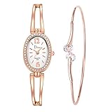 Knowin Damen Uhren Damen Geschenkset Armbanduhr Quartzuhr Analog mit Batterie mit Strass Armband Armreif Set Beste Wahl für Valentinstag, Geburtstag, Geburtstag und andere bedeutungsvolle Tage