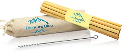 Organic Eco-Friendly Bamboo Drinking Straws, Biodegradable Ethically Sourced, Cleaning Brush Included, Nature-Friendly Jute Bag and Recycled Box Packaging. (18, 2 Biodegradable Bags)