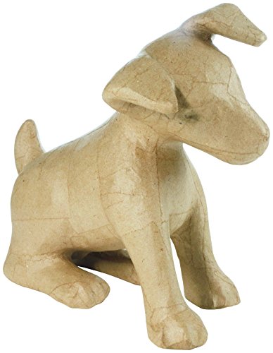 Decopatch Deko-Figur / Jack-Russell-Skulptur, aus Pappmaché, 28 x 14 x 25 cm, Braun