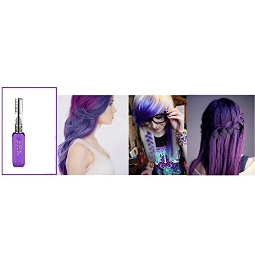 Vococal® Temporäre Sofortige Haare Färben Haar Colorationen – Highlights Streifen Mascara Creme Wimperntusche Haarfarben Haartönungen, Lila - 5