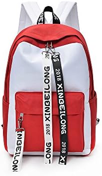 Women Girls Nylon Backpack Bags Cool Sports Backpack Laptop Bag College Valentines Students Casual Daypacks (X-Red ivory)