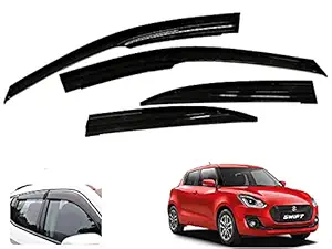 Auto Pearl Car Rain Guards Wind Door Visor Side ||Wind Visor High quality ABS Plastic Deflector ||Perfect As per Window Frame ||For - Swift 2018+ Onwards (Set of 4, Black)