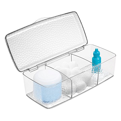 mDesign Kosmetik-Organizer aus Kunststoff - transparente Aufbewahrungsbox - Bad & Schminktisch clever organisiert - Bad-Organizer mit Deckel für Make-Up, Wattebäusche & Co.