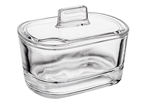 Glass Sugar Bowl with Glass Lid 9.5 cm High