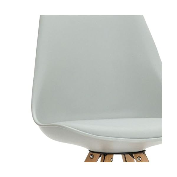 Mmilo Set Of 4 Tulip Dining Chair Star Shaped Wood Legs With Cushioned Contemporary X4 (Light Grey) - Image 4
