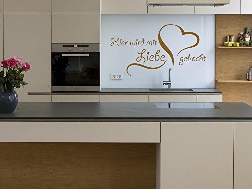 Wandtattoo Tattoo Wandaufkleber Küche Essen: mit Liebe gekocht (55x30cm//070 schwarz)