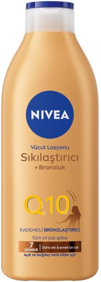 NIVEA Q10 Sıkılaştırıcı Ve Kademeli Bronzlaştırıcı Vücut Losyonu 400ml, 7 Günde Sıkılaş, Açık Buğday Ten