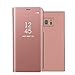 Produktbild FNBK Samsung Galaxy S7 Hülle Spiegel Cover Mirror Case Flip Schutzhülle Roségold Handyhülle Wallet Handy PC Luxus Bumper Backcover Stand Stoßfest Bookstyle Männer Frauen Handytasche