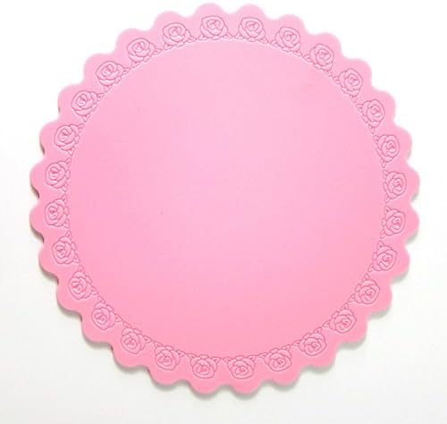 HAMENG Rose Leaf Round Silicone Heat Resistant Hot Pads Candy Colors Coasters 5 Pieces-PINK