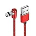 Produktbild WZcharger USB-Kabel Typ C USB Ladekabel USB C magnetischer Kopf rund 3 m Winkelmagnet 90 Grad Stecker magnetisch USB-C auf USB 2.0 Ladekabel mit LED-Anzeige 6.6ft/2m rot