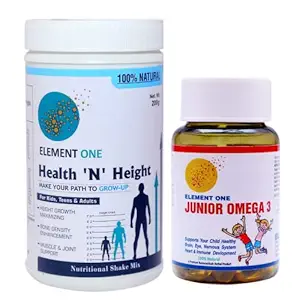 HelthnHeight with Junior Omega 3 Perfect Ayurvedic Herbal Nutrition Vitamin Minerals Protein Supplement Drink Powder Helps for Growing Kids Pre & Probiotics For Growth Immunity Brain and Eye Health