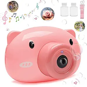 Bubble Party Favor for Kids -Blaziken Camera Pig Bubble Maker - Music, Led Flashing Light, Battery Operated - Birthday, Wedding, Outdoor, Easter, Christmas, Thanksgiving