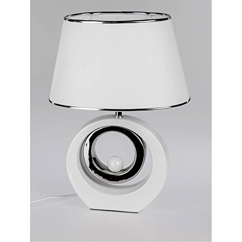 Preisvergleich Produktbild Tischlampe, Leuchte KUGEL BOGEN H. 45cm weiß silber Keramik Formano