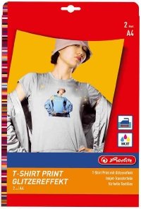 Preisvergleich Produktbild herlitz T-Shirt Print Glitzereffekt Tinten Transferfolie A4 - 2 Blatt Inkjet Folie