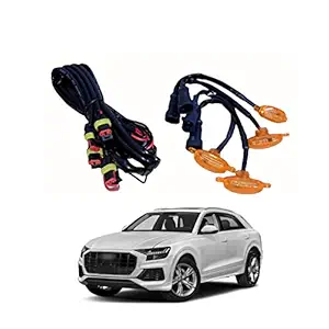 PRIKNIK LED Grille Lights Amber Yellow Grill Led with Fuse Adapter Wiring Harness Kit (4PCS, Amber Shell with Amber Light) Compatible with Q8
