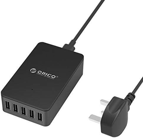 USB Charger Plug, ORICO 8 Amp USB Smartphone and Tablet Charger with 5 x 2.4A Fast Charging USB Ports for iPhone, iPad, Mobile Phones, Tablets and More - Black