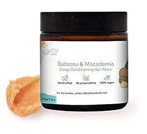 Foynaturals Babassu and Macadamia Deep Conditioning Pre-Shampoo Hair Mask, Women & Men, for All Hair Types with Tamanu, 100gm