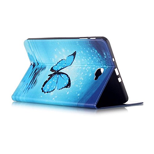Samsung Tab A6 Hülle 10.1 Case, Ultra Slim PU Leder Tasche und Flip Etui für Samsung Galaxy Tab A (2016) SM-T580N/T585N 25,54cm (10,1 Zoll) Schutzhülle Smart Cover mit Holder Stand (Blauer Schmetterling) - 4