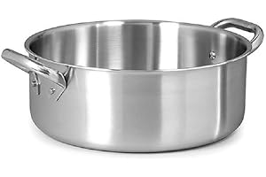 Pentole Agnelli ALIX106ALIN36 Casseruola Bassa con 2 Maniglie in acciaio, Trilaminato Alluminio-Acciaio per induzione, 36 cm