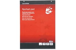 5 Star 5 x Quality A1 Flipchart Plain Paper Pad 40 Sheets