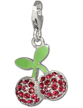 SilberDream Charm Kirschen Zirkonia rot 925 Sterling Silber Charms Anhänger für Armband Kette Ohrring FC667