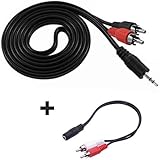 3.5mm Jack to 2 x RCA Phono Male Audio Aux Cable 3M with A Free female to 2 rca cable