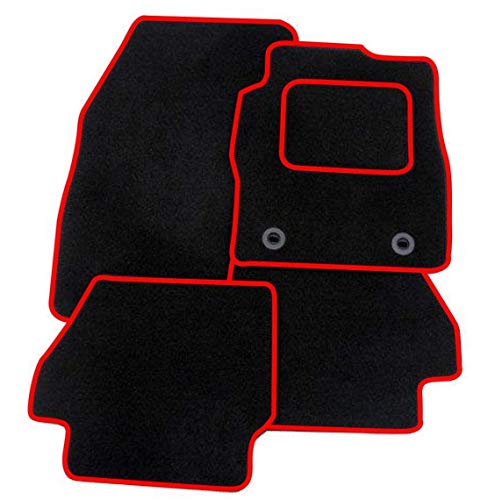 HMS Premium Exact Fit Tailored Black Mat + Red Trim Carpet Car Floor Mats