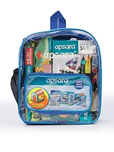 Apsara Stationery Bag Kit-DIY House,Premium Colour Pencils, Matt Magic 2.0 Pencils, Water Colour Tube, Wax Crayon, Oil Pastel, Mechano Eraser, Tidy up Sharpner-Eraser Combo