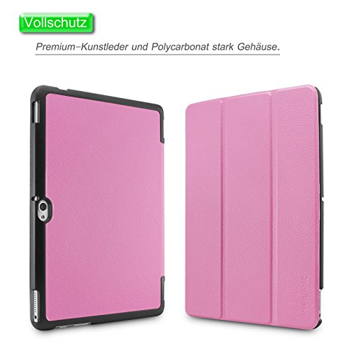Infiland Huawei MediaPad M2 (10 Zoll) Tablet Hülle Case-Ultra Dünn Tri-Fold Smart-Muschel PU Leder Ultra Schlank Superleicht Ständer Smart Shell Cover Schutzhülle Etui Tasche für Huawei MediaPad M2 WiFi 25,4 cm (10 Zoll) Tablet-PC(mit Auto Schlaf / Wach Funktion)(Rosa) - 2
