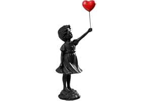 CHEYLIZI Statua di bambina con palloncino volante, decorazione per la casa scultura arte moderna, statuetta in resina ornamento artigianale ne