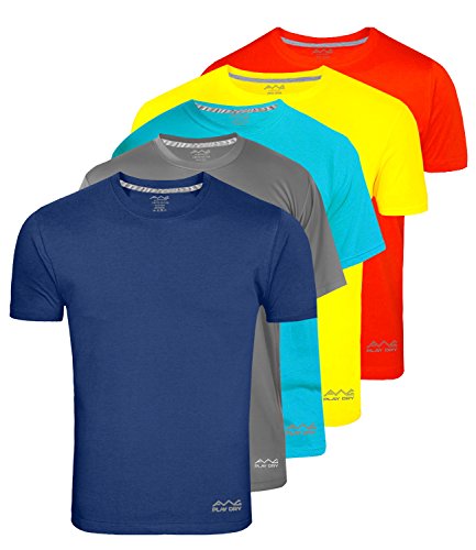 AWG - All Weather Gear AWG Men's Dryfit Polyester Round Neck Half Sleeve T-Shirts - Value Pack of 5