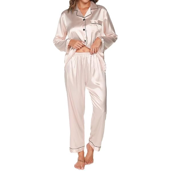 Lavenderi Ensemble Pyjama Satin Manches Longues Femme - Luxueux Et Confortable Pour Toutes Saisons